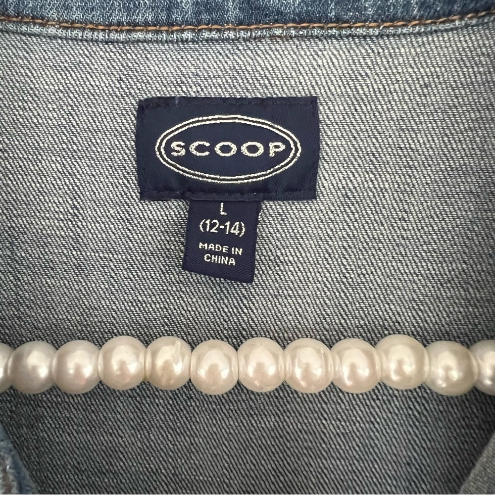 Scoop Denim Button Up Crop Wide Leg Utility Jumpsuit - Picture 8 of 8